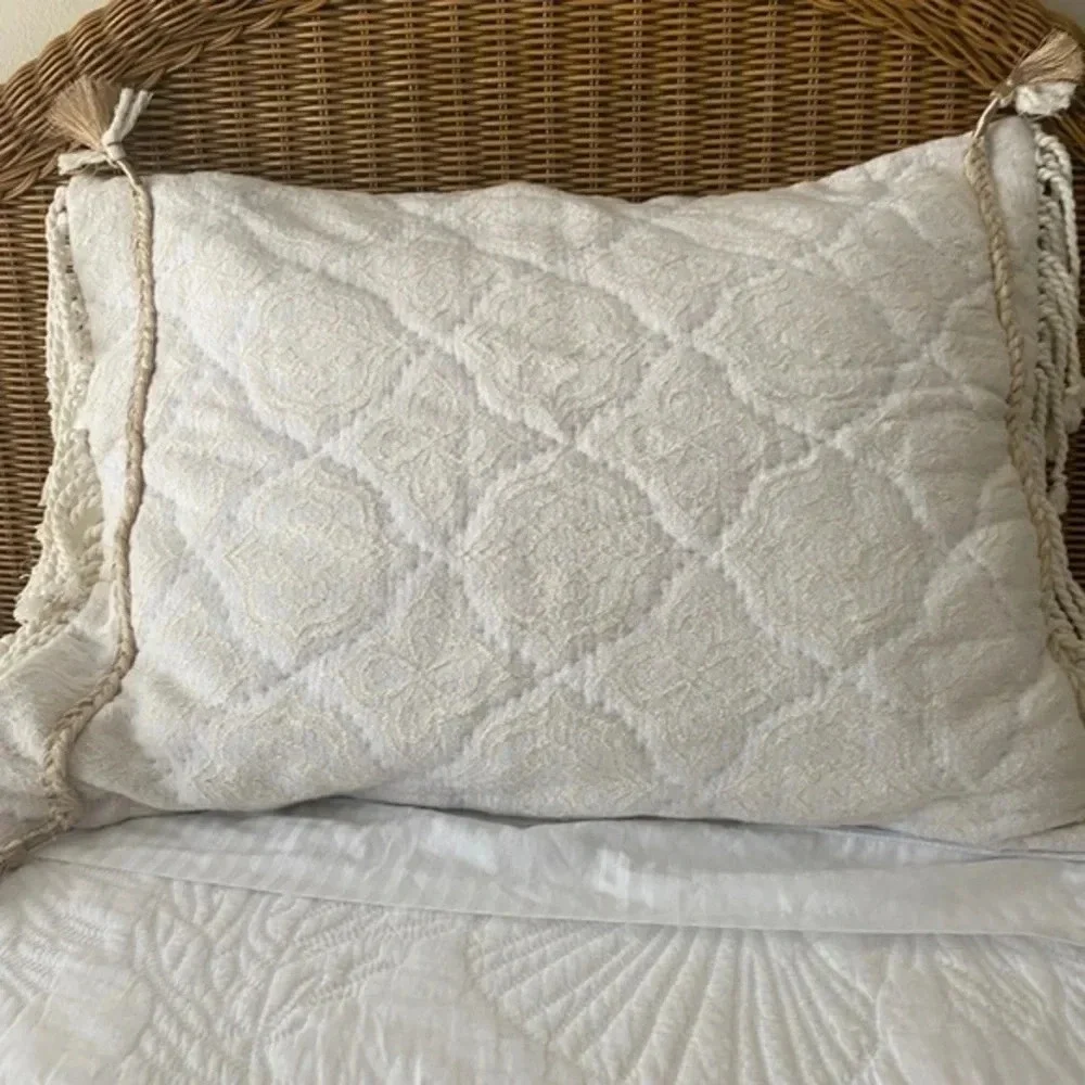 Anthropologie Tassel Textured Pillow Sham